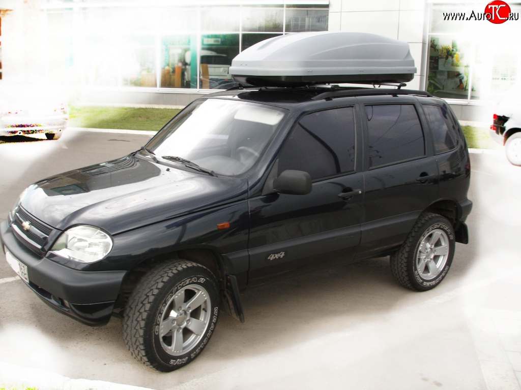 3 299 р. Рейлинги Лидер-премиум на автомобиль Chevrolet Niva 2123 дорестайлинг (2002-2008) (Цвет: чёрный)  с доставкой в г. Новочеркасск