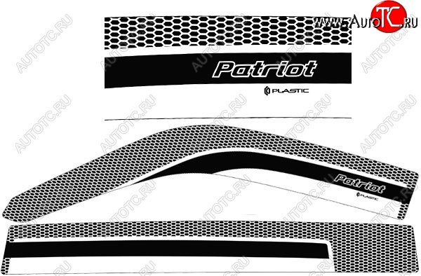 2 399 р. Дефлектора окон CA-Plastic  Уаз Патриот ( 3163 5-дв.,  3163 5 дв.) (2014-2025) 1-ый рестайлинг, 2-ой рестайлинг (Серия Art белая, Без хром.молдинга)  с доставкой в г. Новочеркасск