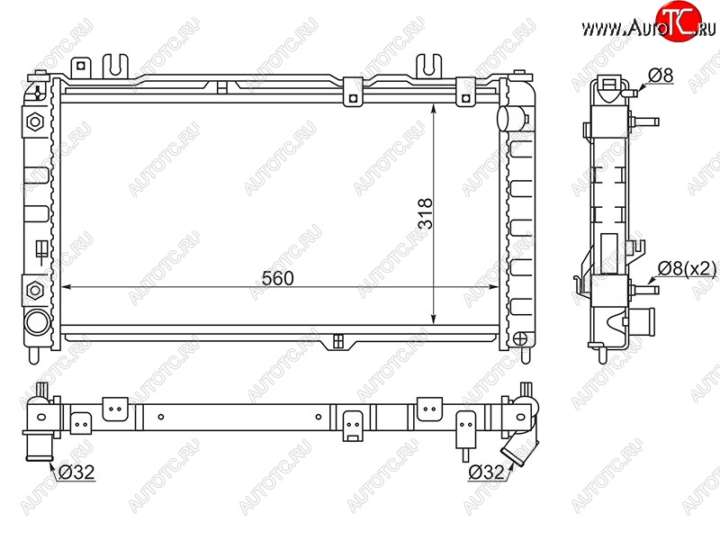 4 299 р. Радиатор двигателя (трубчатый, МКПП/АКПП) SAT Datsun mi-DO хэтчбэк (2014-2021)  с доставкой в г. Новочеркасск