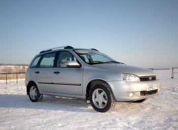 5 299 р. Рейлинги Petroil Tuning Комфорт Лада Калина 1117 универсал (2004-2013) (Серебристый муар, крыша с ребром жесткости)  с доставкой в г. Новочеркасск. Увеличить фотографию 3