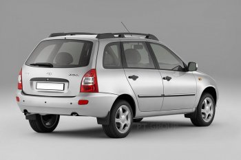 5 299 р. Рейлинги Petroil Tuning Усиленные Лада Калина 1117 универсал (2004-2013) (Черный муар, крыша с ребром жесткости)  с доставкой в г. Новочеркасск. Увеличить фотографию 3