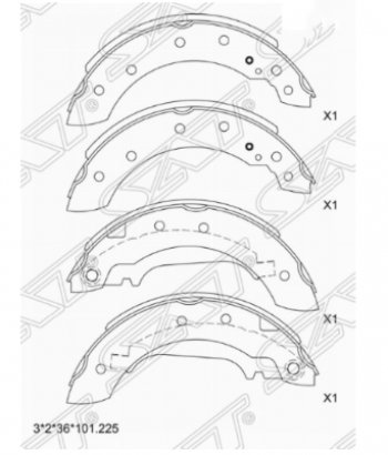 Комплект задних тормозных колодок SAT Renault Logan 1 дорестайлинг (2004-2010)