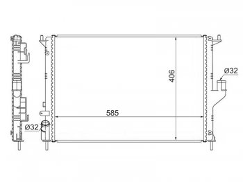5 199 р. Радиатор двигателя (пластинчатый, МКПП, с кондиционером) SAT Renault Duster HS дорестайлинг (2010-2015)  с доставкой в г. Новочеркасск. Увеличить фотографию 1