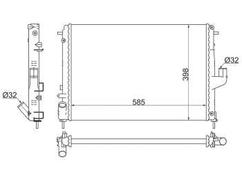Радиатор двигателя (трубчатый, МКПП) SAT Renault Logan 1 рестайлинг (2010-2016)