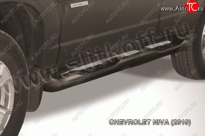 10 899 р. Защита порогов Slitkoff Chevrolet Niva 2123 рестайлинг (2009-2020) (Цвет: серебристый)  с доставкой в г. Новочеркасск