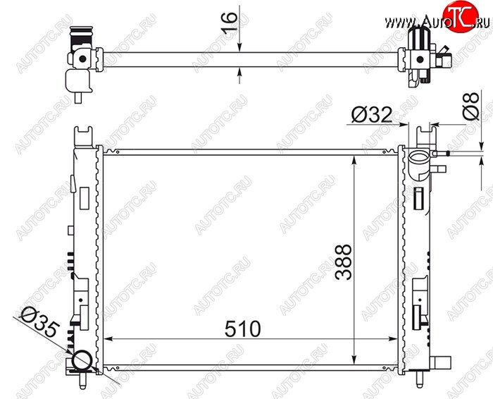 5 899 р. Радиатор двигателя SAT  Renault Duster (HS), Kaptur, Logan (2), Sandero ((B8)), Sandero Stepway ((B8)), Лада XRAY, XRAY Cross, Веста (2180), Веста Кросс (2181,  2180)  с доставкой в г. Новочеркасск