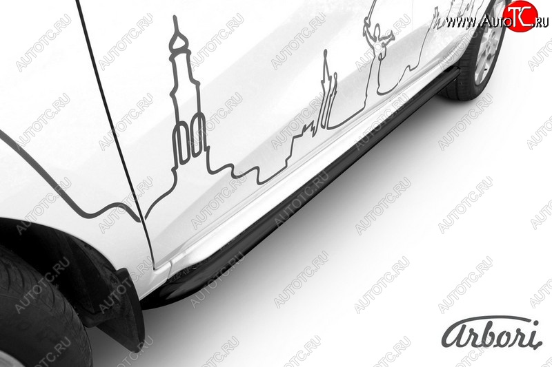 6 749 р. Защита штатных порогов Arbori (с гибами, черная, d42 mm). Лада XRAY (2016-2022)  с доставкой в г. Новочеркасск