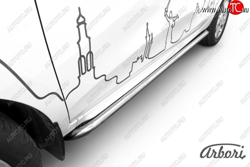 12 799 р. Защита штатных порогов Arbori (с гибами, нержавейка, d42 mm). Лада XRAY (2016-2022)  с доставкой в г. Новочеркасск