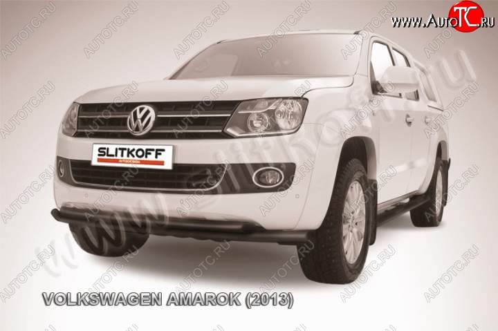 18 749 р. Защита переднего бампер Slitkoff Volkswagen Amarok дорестайлинг (2009-2016) (Цвет: серебристый)  с доставкой в г. Новочеркасск