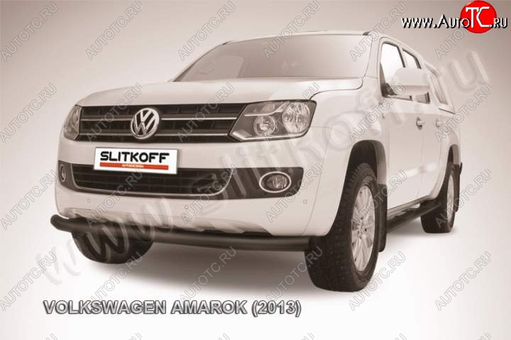 10 399 р. Защита переднего бампер Slitkoff  Volkswagen Amarok (2009-2016) дорестайлинг (Цвет: серебристый)  с доставкой в г. Новочеркасск