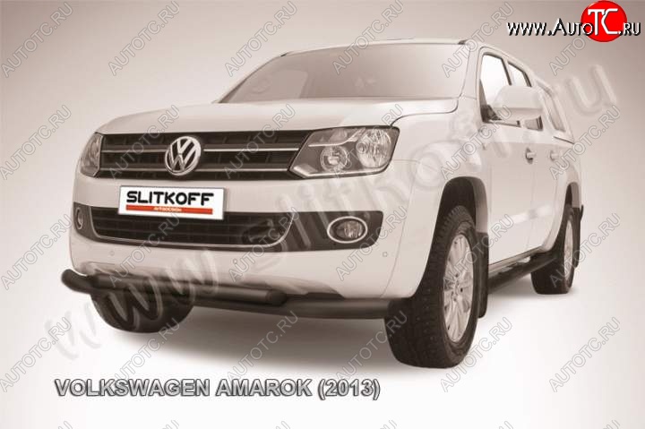 19 399 р. Защита переднего бампер Slitkoff Volkswagen Amarok дорестайлинг (2009-2016) (Цвет: серебристый)  с доставкой в г. Новочеркасск