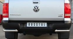 Одинарная защита заднего бампера из трубы диаметром 63 мм Russtal Volkswagen Amarok дорестайлинг (2009-2016)