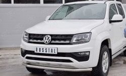 12 999 р. Защита переднего бампера (Ø63 мм, нержавейка) Russtal Volkswagen Amarok рестайлинг (2016-2022)  с доставкой в г. Новочеркасск. Увеличить фотографию 3