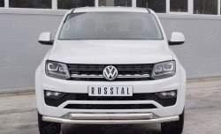 Защита переднего бампера (2 трубыØ63 мм, нержавейка) Russtal Volkswagen Amarok рестайлинг (2016-2022)