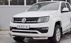 18 799 р. Защита переднего бампера (Ø63 мм с углами, нержавейка) Russtal Volkswagen Amarok рестайлинг (2016-2022)  с доставкой в г. Новочеркасск. Увеличить фотографию 4