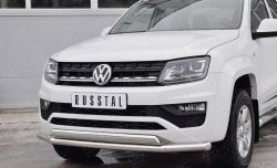 21 899 р. Защита переднего бампера (2 трубыØ63 и 75х42 мм, нержавейка) Russtal Volkswagen Amarok рестайлинг (2016-2022)  с доставкой в г. Новочеркасск. Увеличить фотографию 3