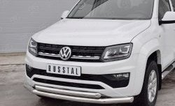 21 899 р. Защита переднего бампера (2 трубыØ76 и 63 мм, нержавейка) Russtal Volkswagen Amarok рестайлинг (2016-2022)  с доставкой в г. Новочеркасск. Увеличить фотографию 3