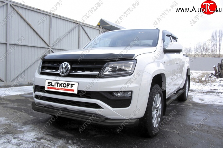 12 999 р. Защита переднего бампер Slitkoff  Volkswagen Amarok (2016-2022) рестайлинг (Цвет: серебристый)  с доставкой в г. Новочеркасск