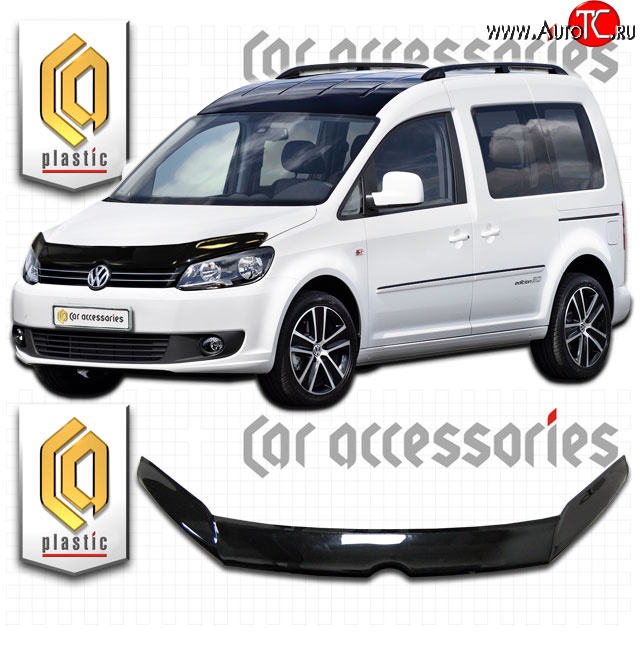 2 159 р. Дефлектор капота (левый руль) CA-Plastic  Volkswagen Caddy  2K (2010-2015) рестайлинг (Classic черный, Без надписи)  с доставкой в г. Новочеркасск