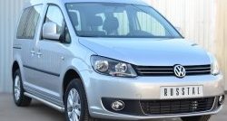 14 849 р. Защита порогов из круглой трубы диаметром 63 мм (рестайлинг) Russtal Volkswagen Caddy 2K дорестайлинг (2003-2010) (Защита порогов с со скосами на торцах (вариант 1))  с доставкой в г. Новочеркасск. Увеличить фотографию 4