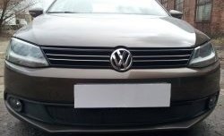 1 469 р. Сетка на бампер Russtal (черная)  Volkswagen Jetta  A6 (2011-2015) седан дорестайлинг  с доставкой в г. Новочеркасск. Увеличить фотографию 2