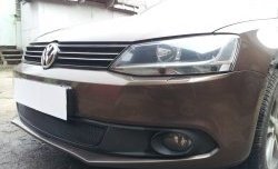 1 469 р. Сетка на бампер Russtal (черная)  Volkswagen Jetta  A6 (2011-2015) седан дорестайлинг  с доставкой в г. Новочеркасск. Увеличить фотографию 1