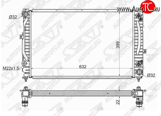 10 249 р. Радиатор SAT (АКПП, 2.5/2.6/2.8)  Audi A4  B5 8D5 универсал (1994-2001), Volkswagen Passat  B5.5 (2000-2005)  с доставкой в г. Новочеркасск