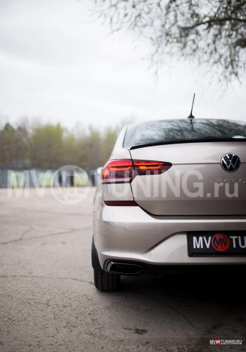 4 999 р. Имитация выхлопа MV-Tuning  Volkswagen Polo  Mk6 (2020-2022) лифтбек (BLACK (чёрный глянец))  с доставкой в г. Новочеркасск. Увеличить фотографию 4