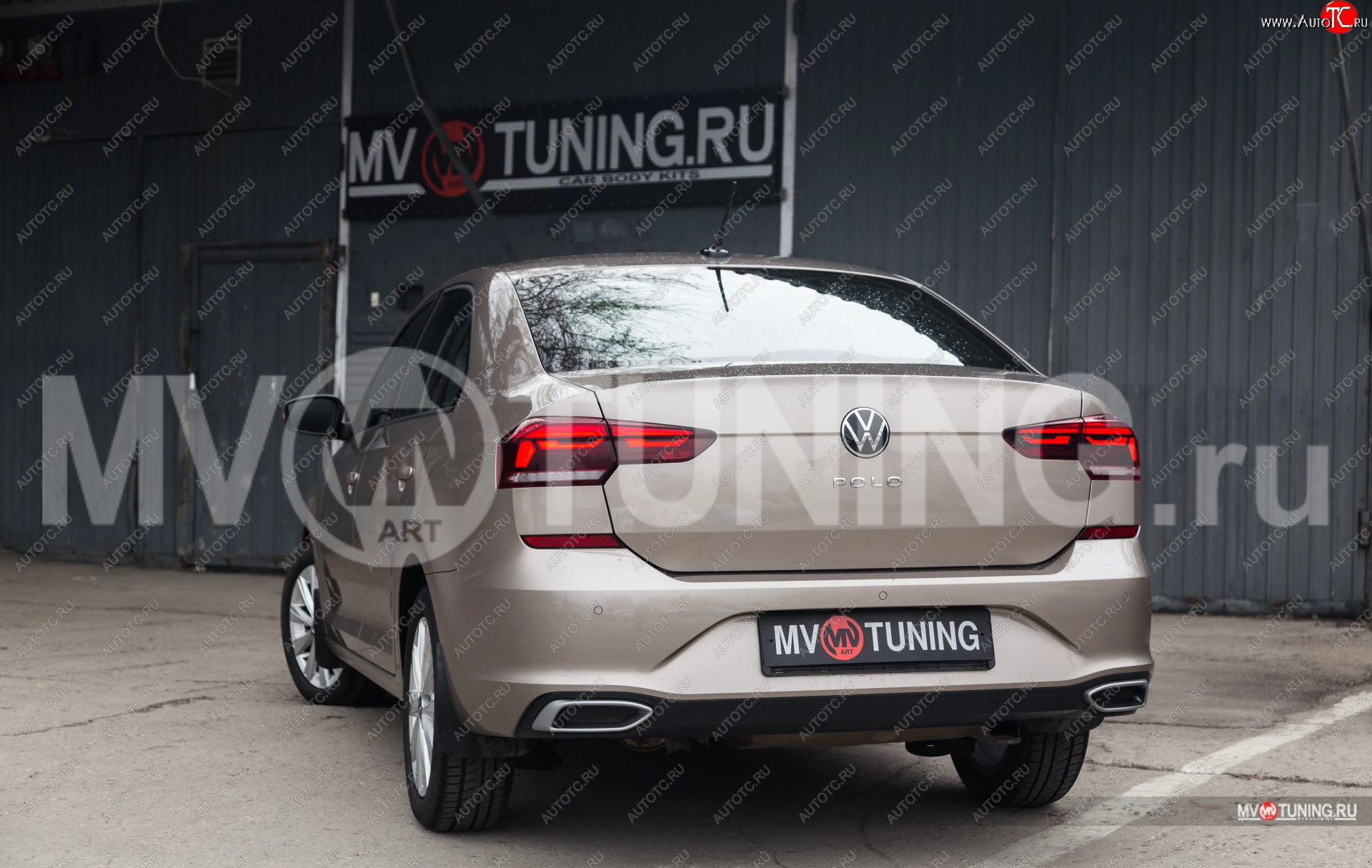 4 999 р. Имитация насадок глушителя MV-Tuning  Volkswagen Polo  Mk6 (2020-2022) лифтбек (SILVER (серебро))  с доставкой в г. Новочеркасск