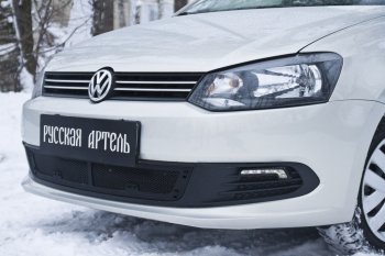 1 699 р. Защитная сетка решетки переднего бампера RA Volkswagen Polo 5 седан дорестайлинг (2009-2015)  с доставкой в г. Новочеркасск. Увеличить фотографию 3