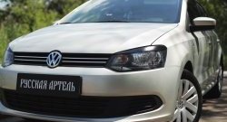 1 629 р. Реснички на фары RA Volkswagen Polo 5 хэтчбек дорестайлинг (2009-2015) (Неокрашенные)  с доставкой в г. Новочеркасск. Увеличить фотографию 2