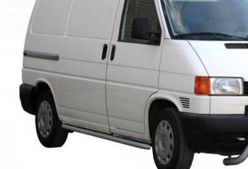 9 899 р. Защита порогов ТехноСфера (Техно Сфера) (Сталь с покрытием, 51 mm)  Volkswagen Caravelle  T4 - Transporter  T4 (цвет: Серебристый)  с доставкой в г. Новочеркасск. Увеличить фотографию 1