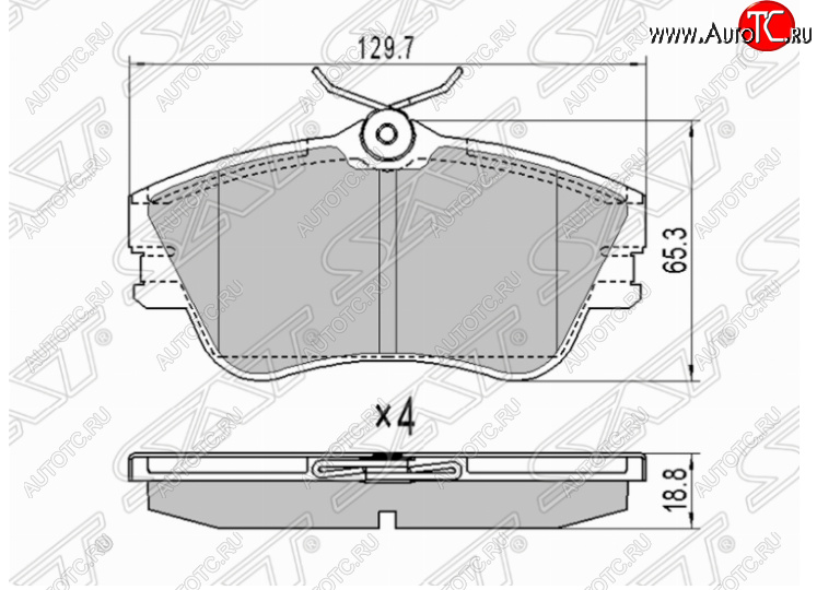 1 299 р. Комплект передних тормозных колодок SAT (R15)  Volkswagen Caravelle  T4 - Transporter  T4  с доставкой в г. Новочеркасск