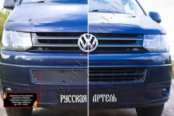 Защитная сетка решетки переднего бампера (шагрень) RА Volkswagen (Волксваген) Transporter (Транспортер)  T5 (2009-2015) T5 рестайлинг