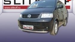 11 749 р. Одинарная защита переднего бампера из трубы диаметром 57 мм Slitkoff Volkswagen Transporter T5 дорестайлинг (2003-2009) (Цвет: нержавеющая полированная сталь)  с доставкой в г. Новочеркасск. Увеличить фотографию 1