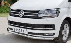 11 999 р. Защита переднего бампера (Ø63 мм, нержавейка) Russtal Volkswagen Caravelle T6 дорестайлинг (2015-2019)  с доставкой в г. Новочеркасск. Увеличить фотографию 2