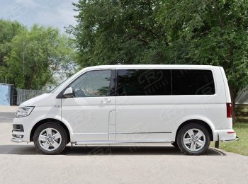 9 899 р. Правая защита порога Russtal из круглой трубы диаметром 63 мм Russtal Volkswagen Transporter T6 дорестайлинг (2015-2019)  с доставкой в г. Новочеркасск. Увеличить фотографию 2