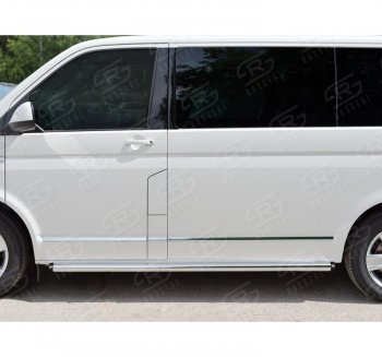 9 899 р. Правая защита порога Russtal из круглой трубы диаметром 63 мм Russtal Volkswagen Transporter T6 дорестайлинг (2015-2019)  с доставкой в г. Новочеркасск. Увеличить фотографию 1