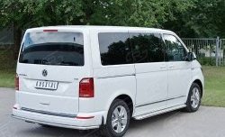 Защита заднего бампера (Ø42 мм, нержавейка, длинная версия) Russtal Volkswagen Multivan T6 дорестайлинг (2016-2019)