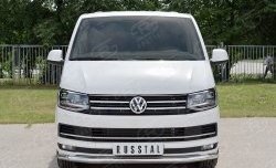 Защита переднего бампера (Ø63 мм, нержавейка, короткая база) SLITKOFF Volkswagen Transporter T6 дорестайлинг (2015-2019)