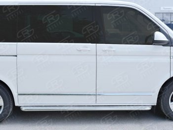 12 849 р. Левая широкая защита порогов с трубой диаметром 42 мм Russtal  Volkswagen Multivan  T6 - Transporter  T6  с доставкой в г. Новочеркасск. Увеличить фотографию 2