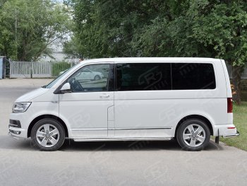 6 549 р. Правая широкая защита порогов Russtal из круглой трубы d63 мм v2 Volkswagen Transporter T6 дорестайлинг (2015-2019)  с доставкой в г. Новочеркасск. Увеличить фотографию 2