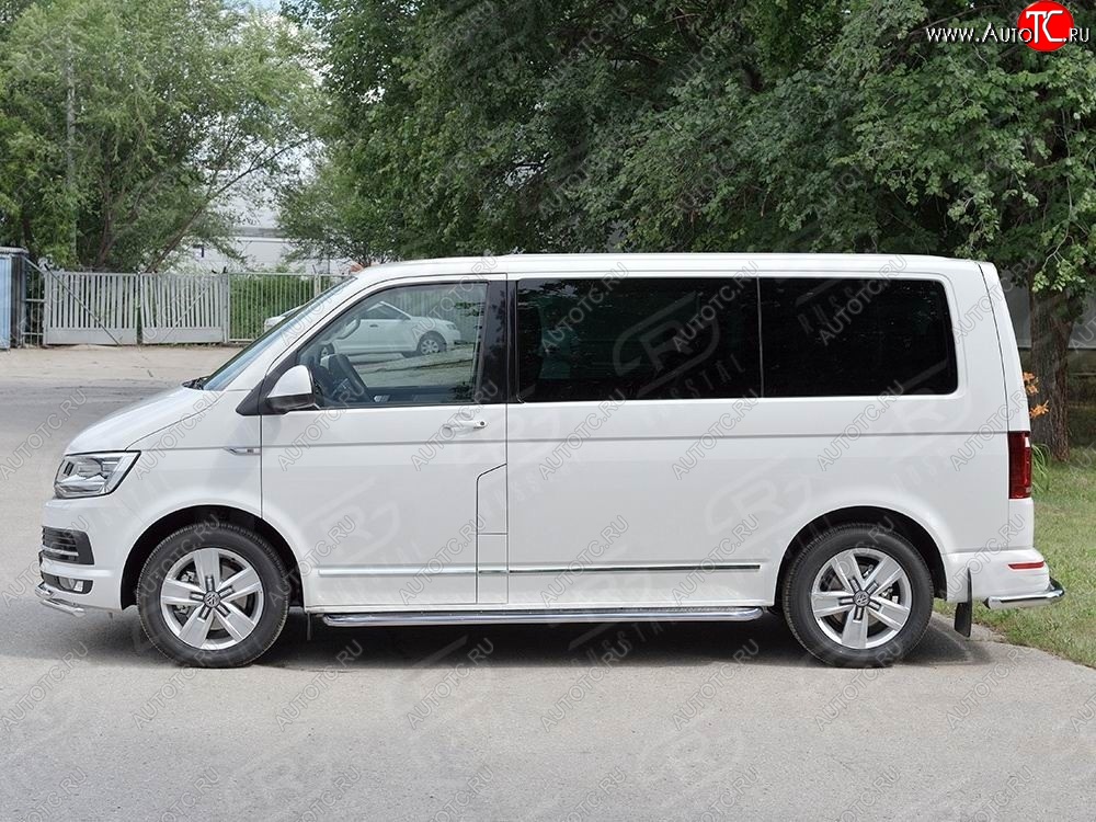 15 799 р. Правая защита порогов Russtal из круглой трубы d63 мм v3 Volkswagen Multivan T6 дорестайлинг (2016-2019)  с доставкой в г. Новочеркасск