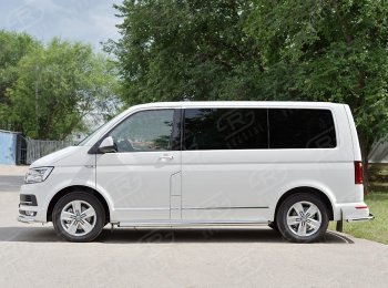 9 899 р. Правая защита порогов Russtal из круглой трубы d63 мм v2  Volkswagen Multivan  T6 - Transporter  T6  с доставкой в г. Новочеркасск. Увеличить фотографию 2