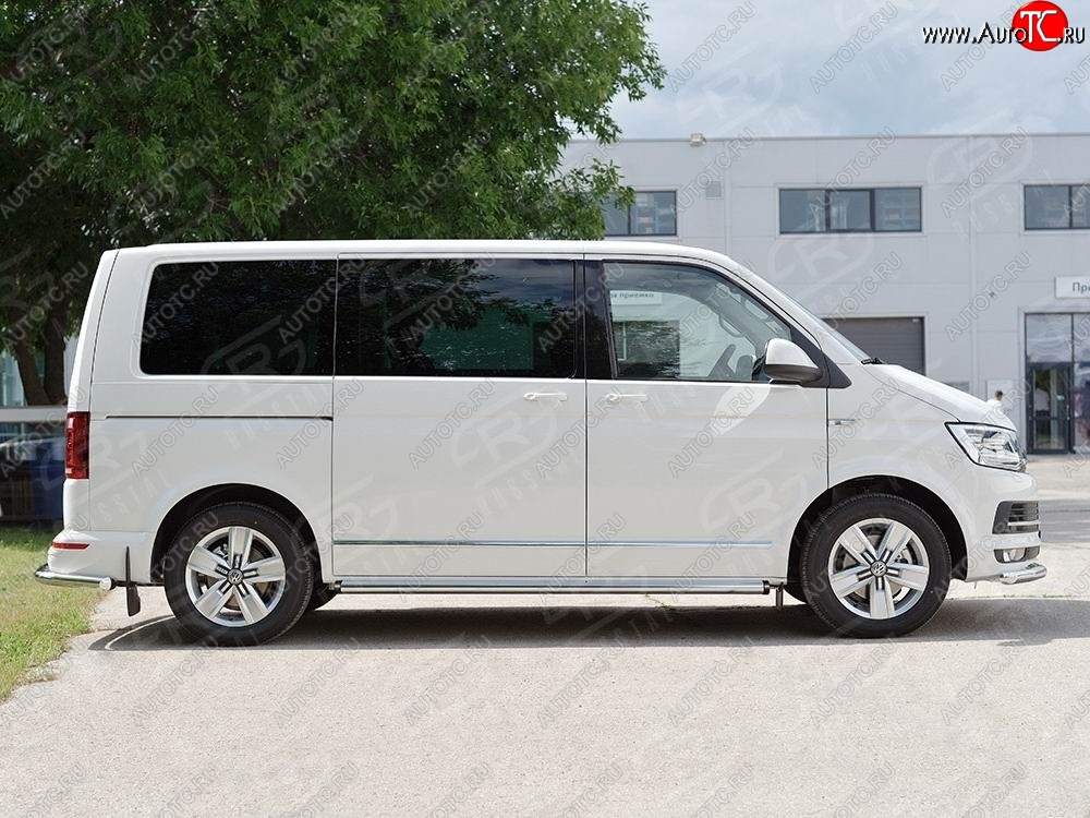 9 899 р. Левая защита порога Russtal из круглой трубы диаметром 63 мм v2 Volkswagen Transporter T6 дорестайлинг (2015-2019)  с доставкой в г. Новочеркасск