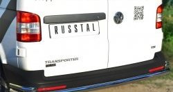 17 749 р. Защита заднего бампера (Ø63 и 42 мм с уголками, нержавейка) Russtal Volkswagen Transporter T5 рестайлинг (2009-2015)  с доставкой в г. Новочеркасск. Увеличить фотографию 2