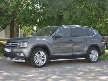 25 649 р. Защита переднего бампера (2 трубы Ø63 и 42 мм, нержавейка) SLITKOFF Volkswagen Teramont CA1 дорестайлинг (2016-2020)  с доставкой в г. Новочеркасск. Увеличить фотографию 2