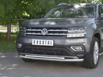 25 649 р. Защита переднего бампера (2 трубы Ø63 и 42 мм, нержавейка) SLITKOFF Volkswagen Teramont CA1 дорестайлинг (2016-2020)  с доставкой в г. Новочеркасск. Увеличить фотографию 4