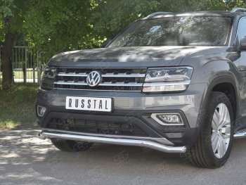 16 599 р. Защита переднего бампера (Ø63 мм волна, нержавейка) SLITKOFF Volkswagen Teramont CA1 дорестайлинг (2016-2020)  с доставкой в г. Новочеркасск. Увеличить фотографию 4