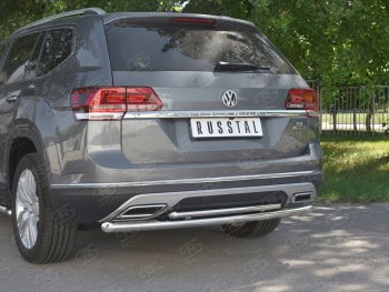 14 799 р. Защита заднего бампера (2 трубы Ø63 и 42 мм, нержавейка) SLITKOFF Volkswagen Teramont CA1 дорестайлинг (2016-2020)  с доставкой в г. Новочеркасск. Увеличить фотографию 4